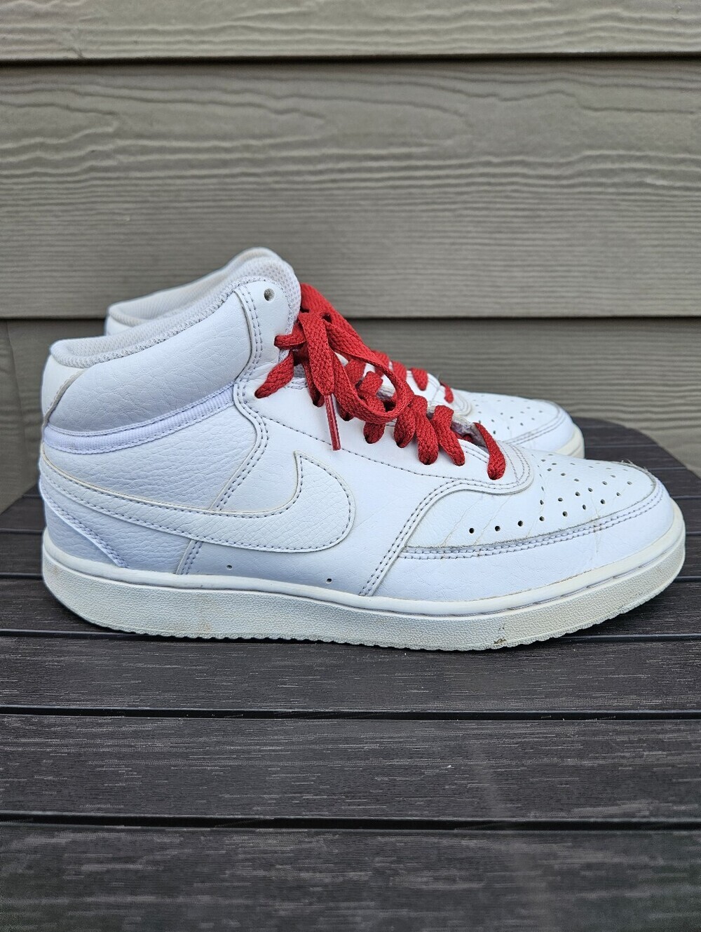 Nike Court Vision Mid White Red Retro Basketball Shoes Sneakers Womens Size 8